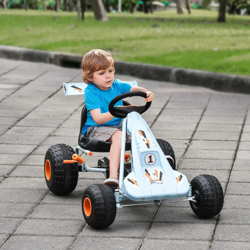 Red Kids Pedal Go Kart with Adjustable Seat - Outdoor Ride-On Car