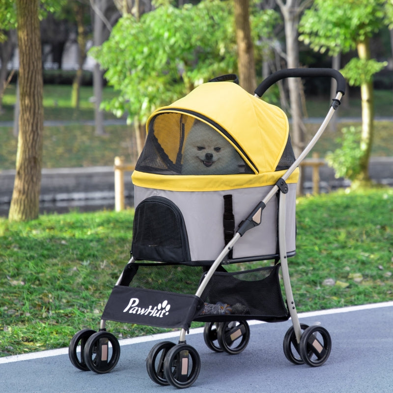 Yellow 3-in-1 Detachable Pet Stroller for Extra Small and Small Dogs