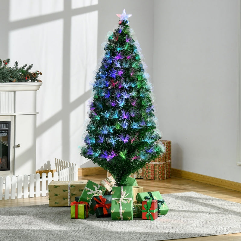 5FT Multicoloured Fibre Optic Christmas Tree with Metal Stand