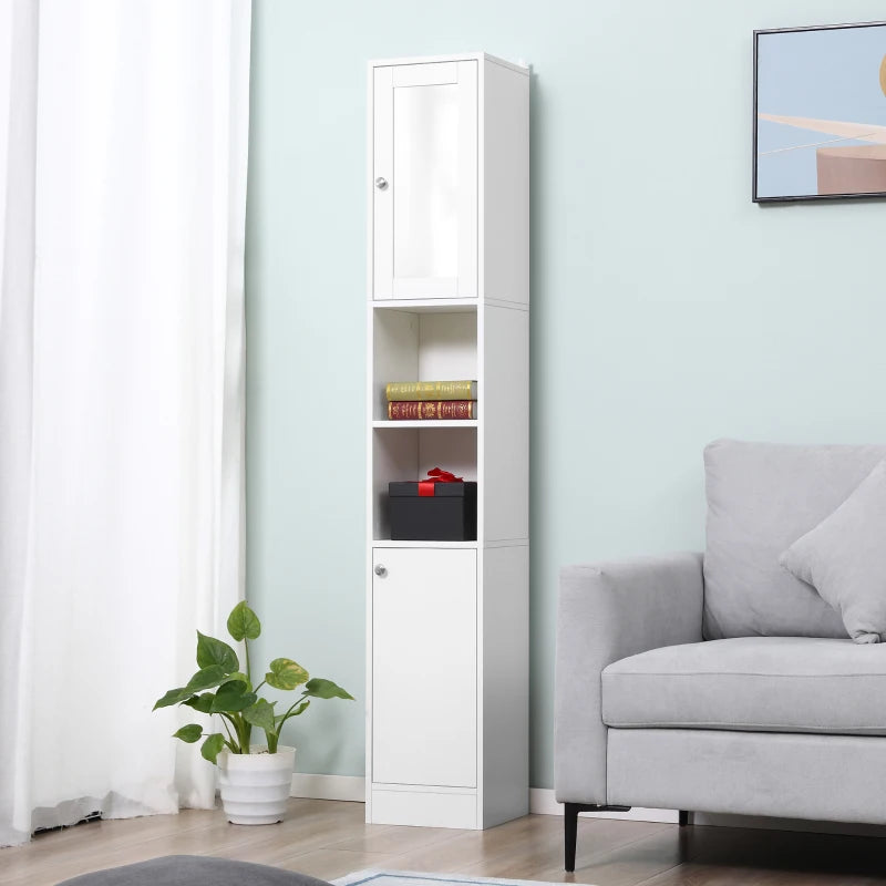 White Bathroom Mirror Cabinet with Adjustable Shelves