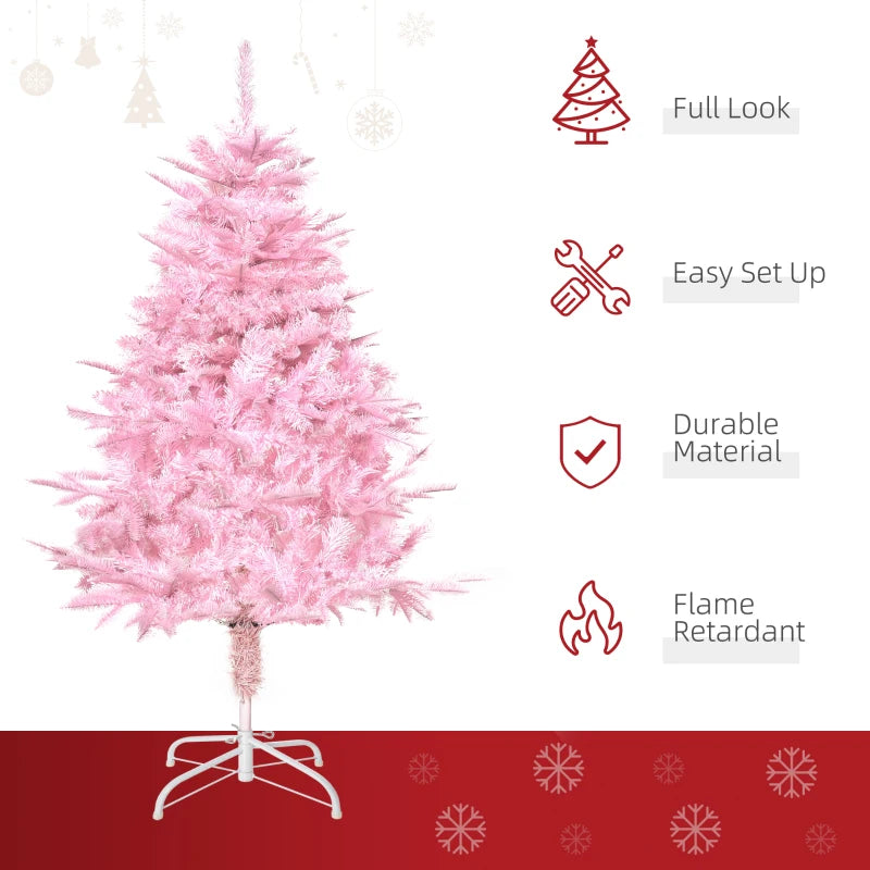 4FT Pink Artificial Christmas Tree with Automatic Open - Holiday Xmas Decoration