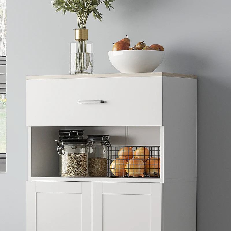 Nordic White Kitchen Storage Cabinet with Drawer and Doors