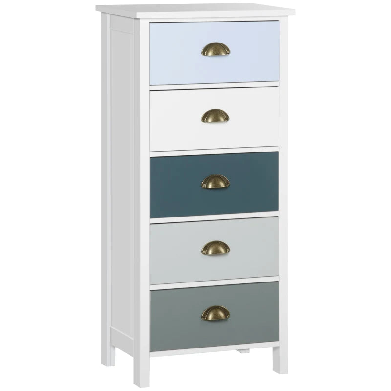 Blue 5-Drawer Slim Storage Cabinet Organizer