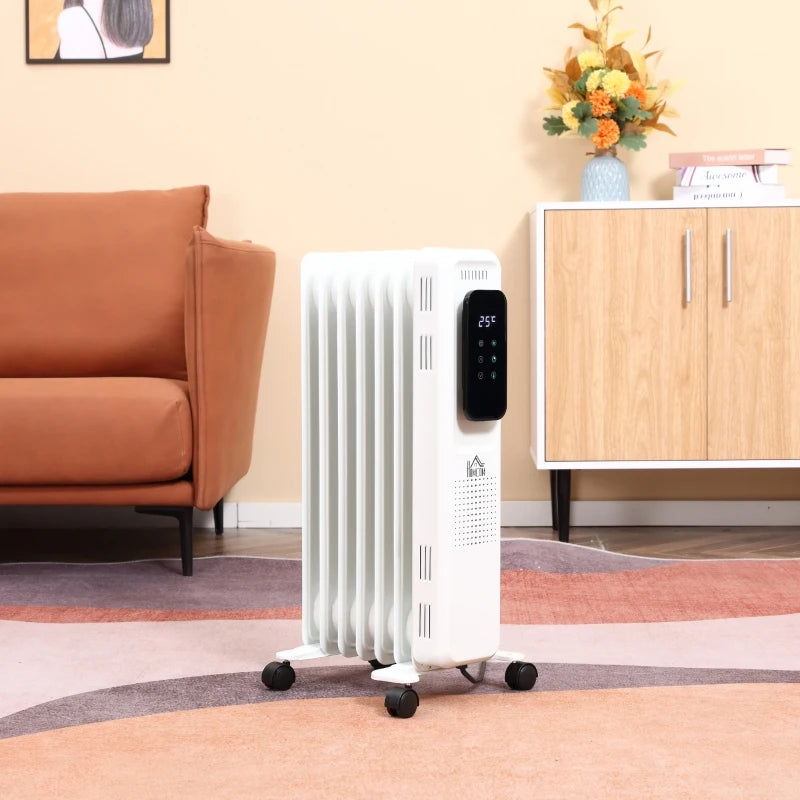 White 1500W Oil Filled Radiator with Remote Control