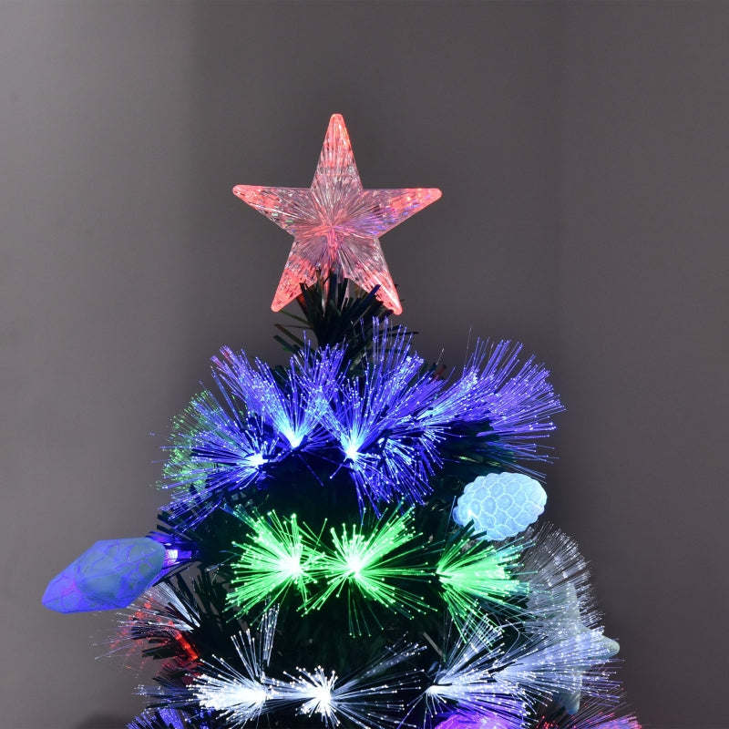 5FT Pre-Lit Green Christmas Tree with Fibre Optic Baubles and LED Lights