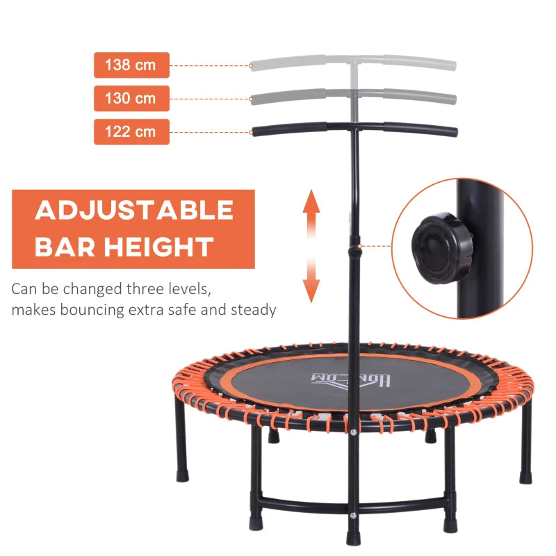 Mini Round Steel Frame Trampoline with Adjustable Handle - Black/Orange