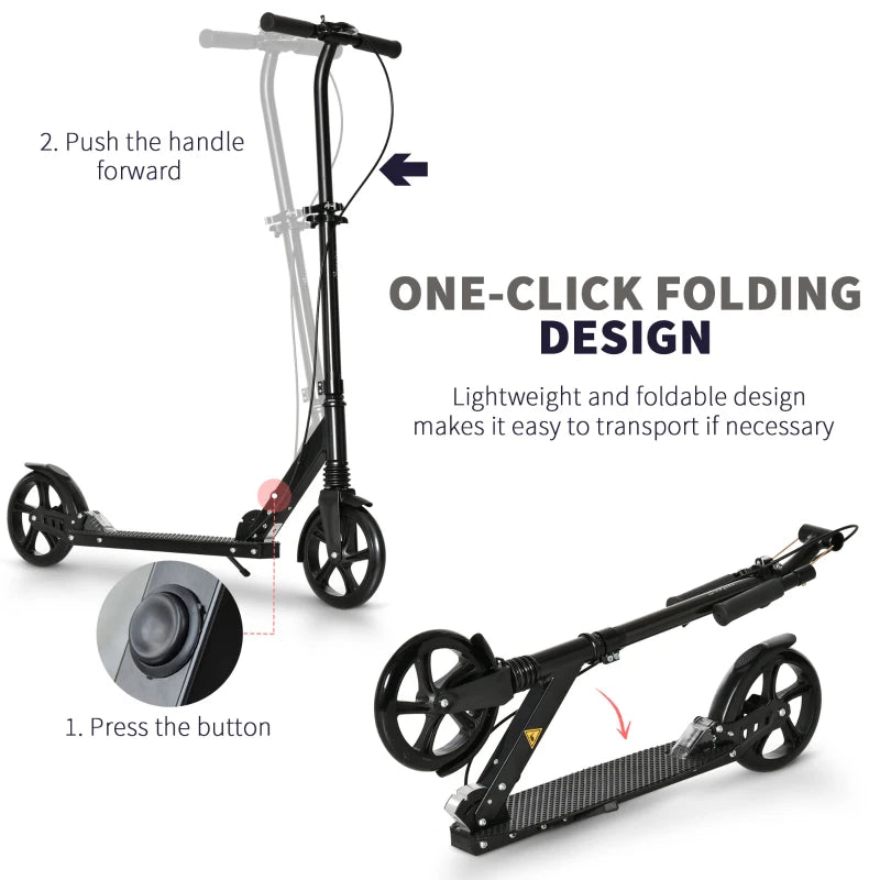 Blue Folding Kick Scooter with Adjustable Height and Dual Brake