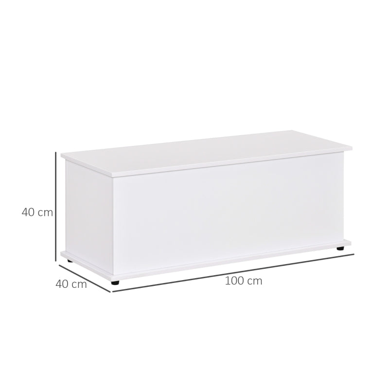White Wooden Storage Bench with Lid