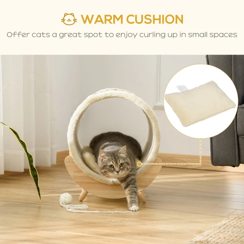 Khaki Cat House with Scratcher & Soft Cushion, 41 x 38 x 43 cm