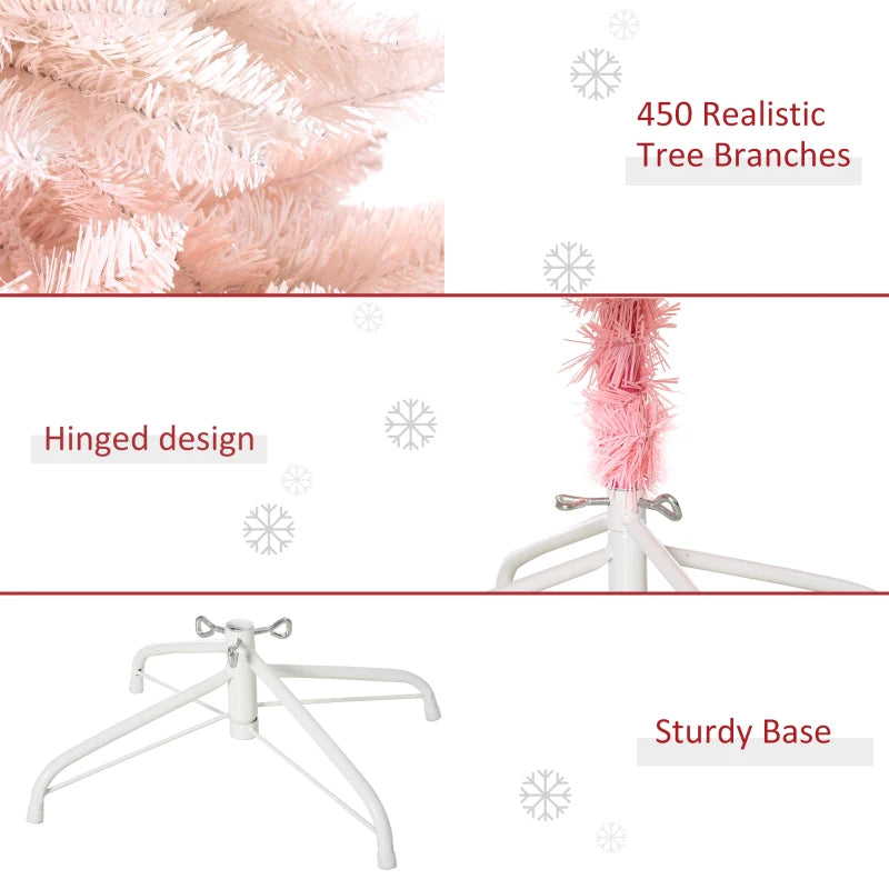 5FT Pink Artificial Christmas Tree with Metal Stand - Festive Holiday Home Decor