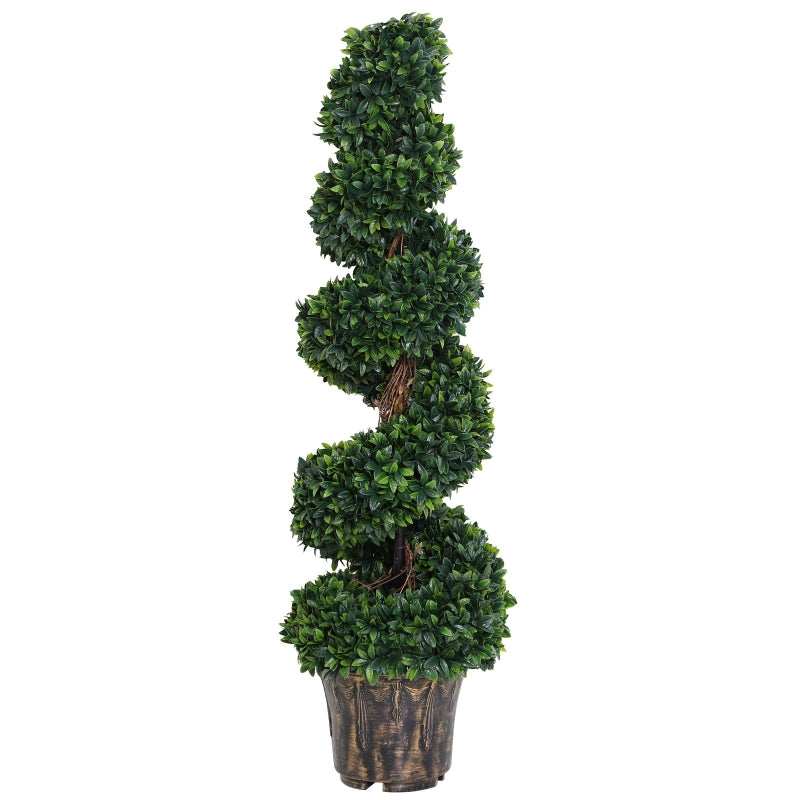 Set of 2 Green Artificial Boxwood Spiral Topiary Trees 120cm