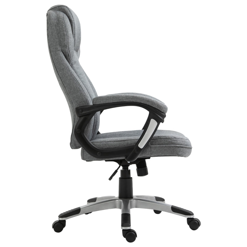 Grey Linen Office Chair with Adjustable Height and Swivel Wheels