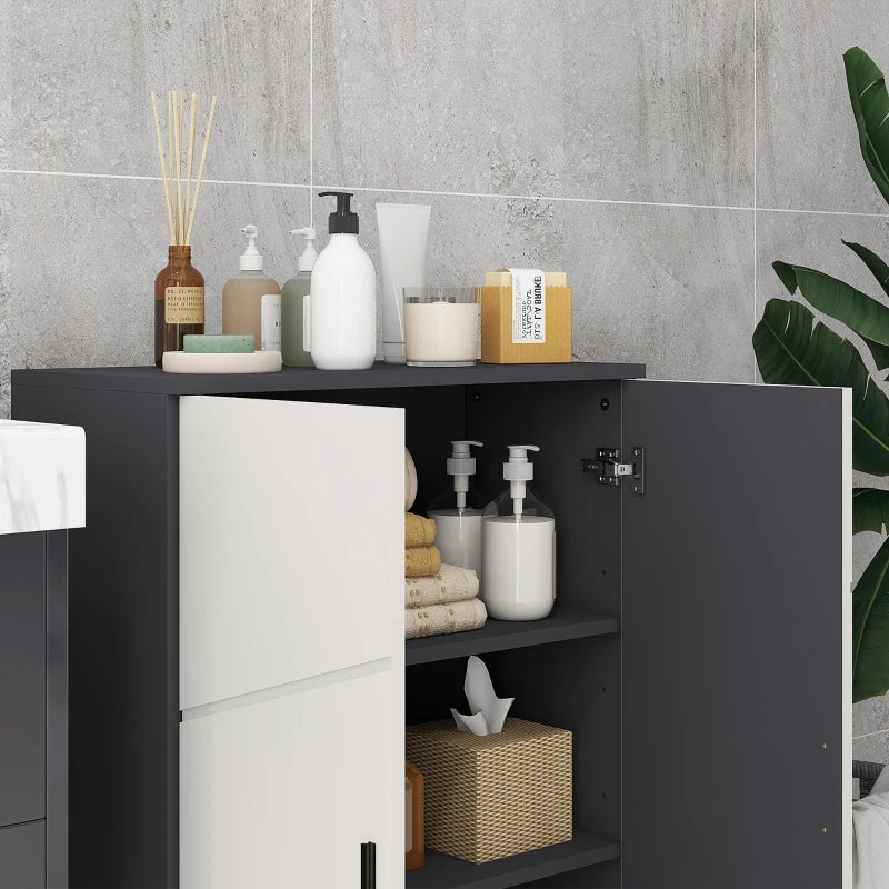 Grey Bathroom Storage Cabinet with 2 Doors and Adjustable Shelves