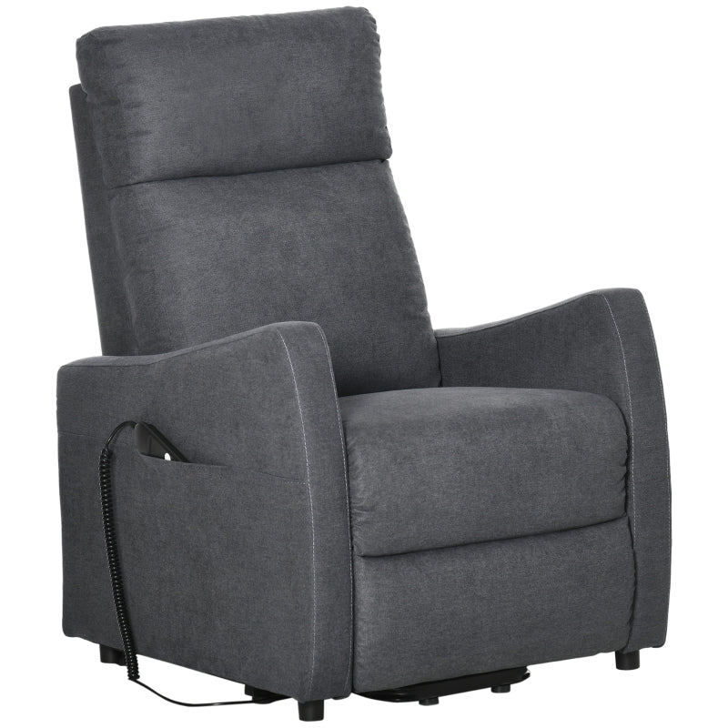 Grey Fabric Power Lift Recliner Chair for Elderly with Remote Control