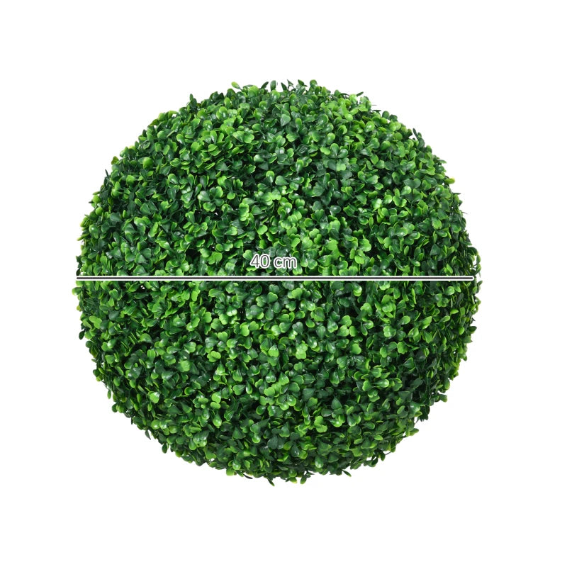 Set of 2 Green Artificial Boxwood Topiary Balls, 40cm - Indoor/Outdoor Hanging Decor