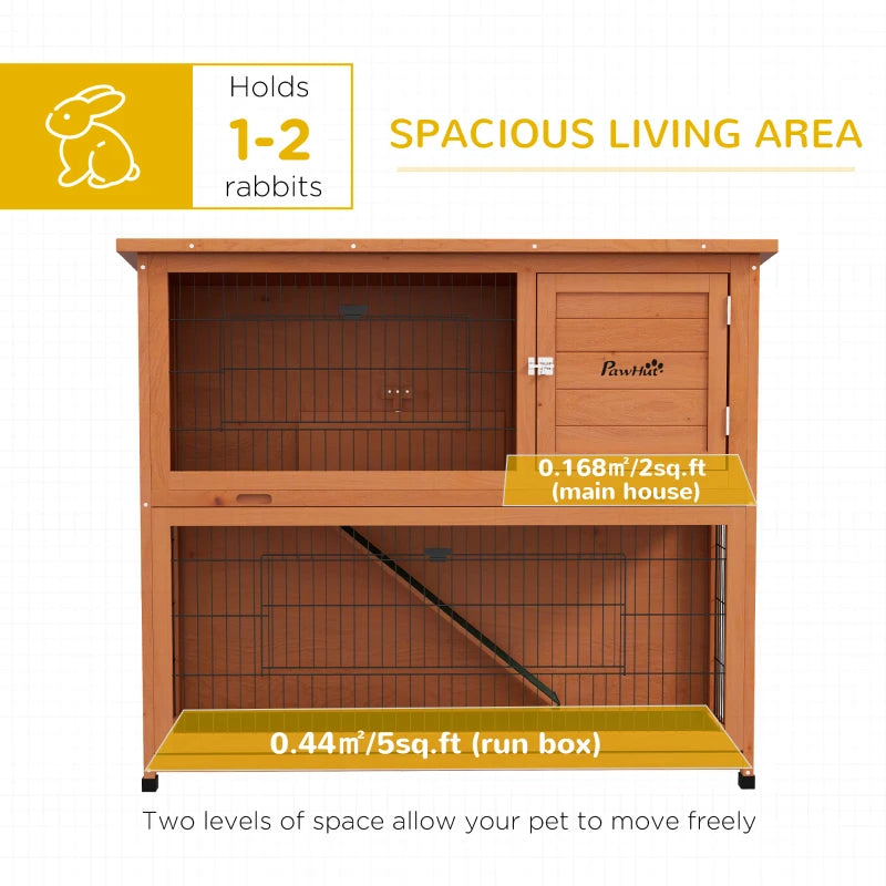 Orange Antiseptic Wood Rabbit Hutch with Run, 102cm