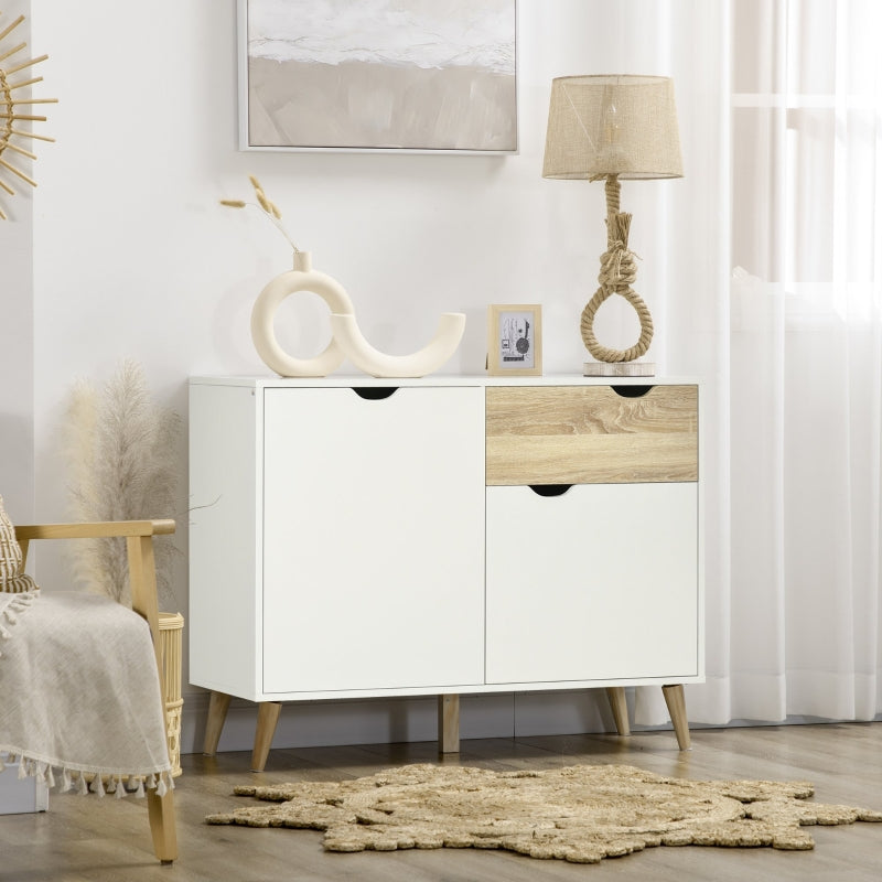 White Modern Sideboard Storage Cabinet with Drawer and 2 Doors