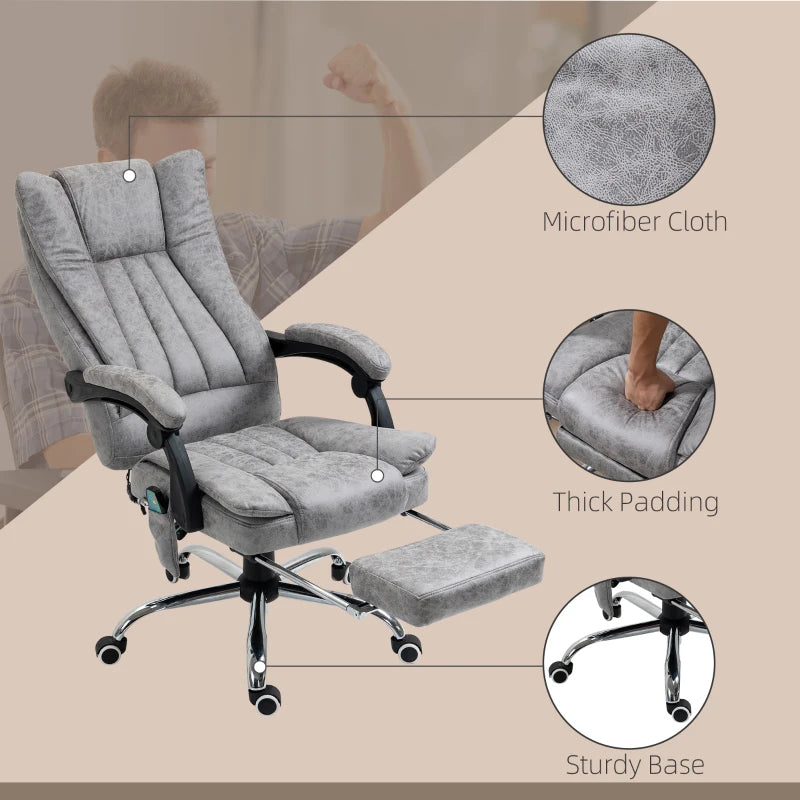 Grey Massage Office Chair with Heat & Footrest