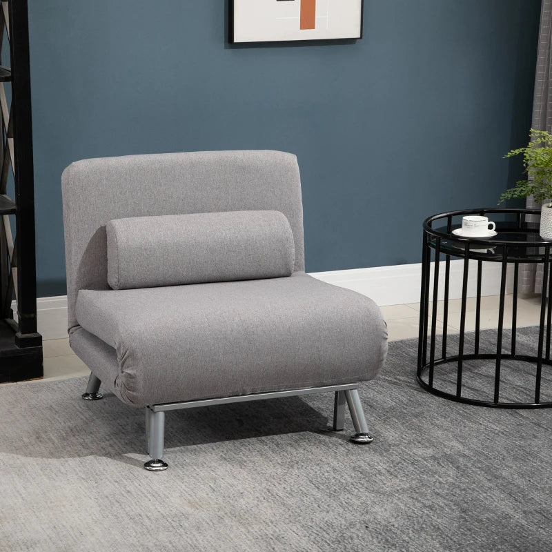 Grey Adjustable Back Futon Chair