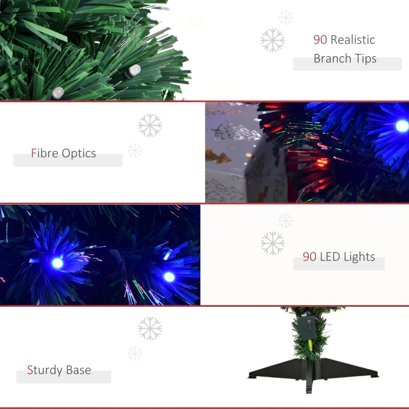 3ft Pre-Lit Fiber Optic Christmas Tree, Multi-Coloured LED Lights, Green