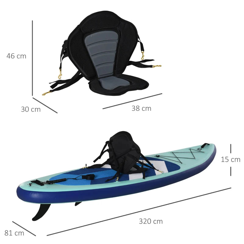 10.5' Inflatable Stand Up Paddle Board Set with Kayak Seat - Blue