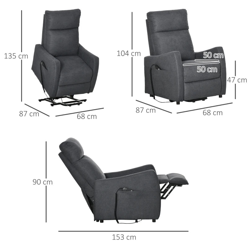 Grey Fabric Power Lift Recliner Chair for Elderly with Remote Control