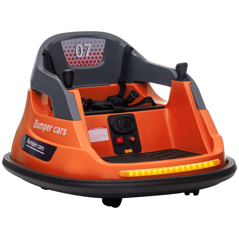 Orange Kids Electric Bumper Car with 360° Rotation, Lights, Music - Ages 1.5-5