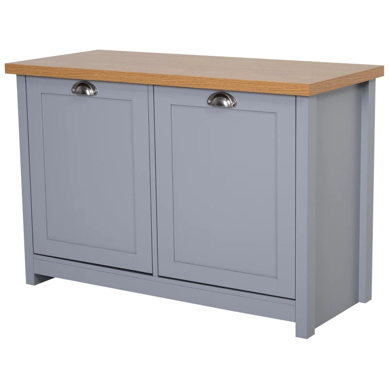 Grey Shoe Cabinet with 2 Doors and Shelf - Entryway Storage Organizer