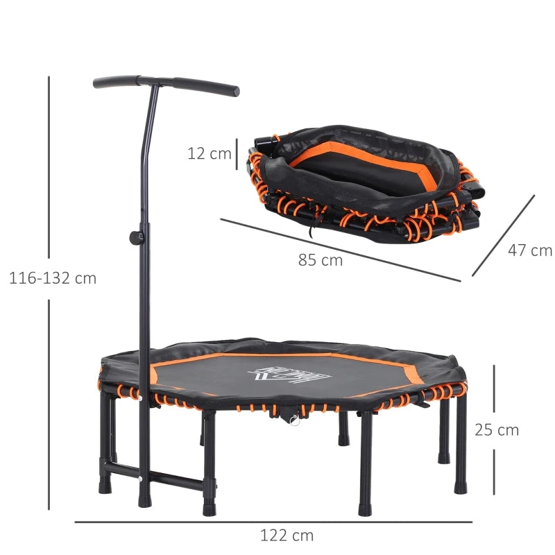 48" Orange Mini Fitness Trampoline with Adjustable Handle