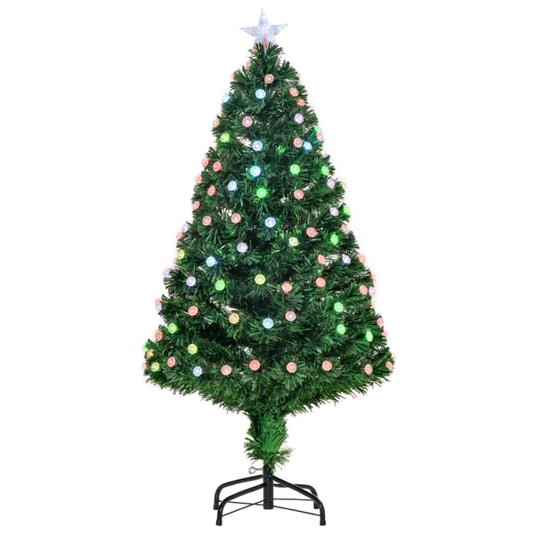 4FT Pre-Lit Green Christmas Tree with Fibre Optic LED Lights