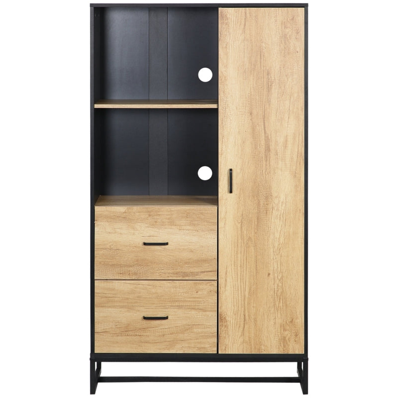 Freestanding Kitchen Storage Cabinet, Natural and Black, 160cm