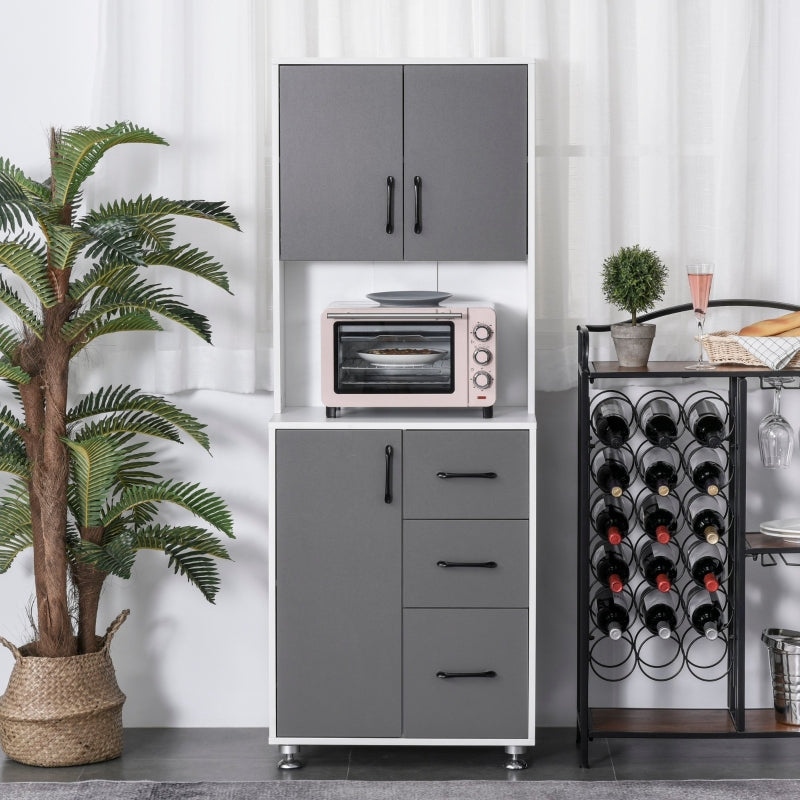 Grey Kitchen Storage Cabinet with Drawers and Countertop