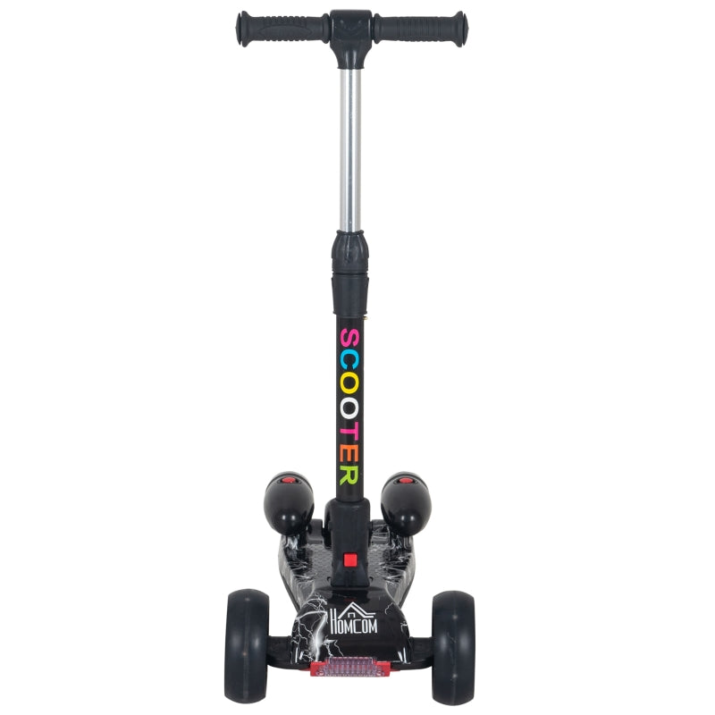 Black Kids 3-Wheel Scooter with Adjustable Height and Engine-Look Water Spray