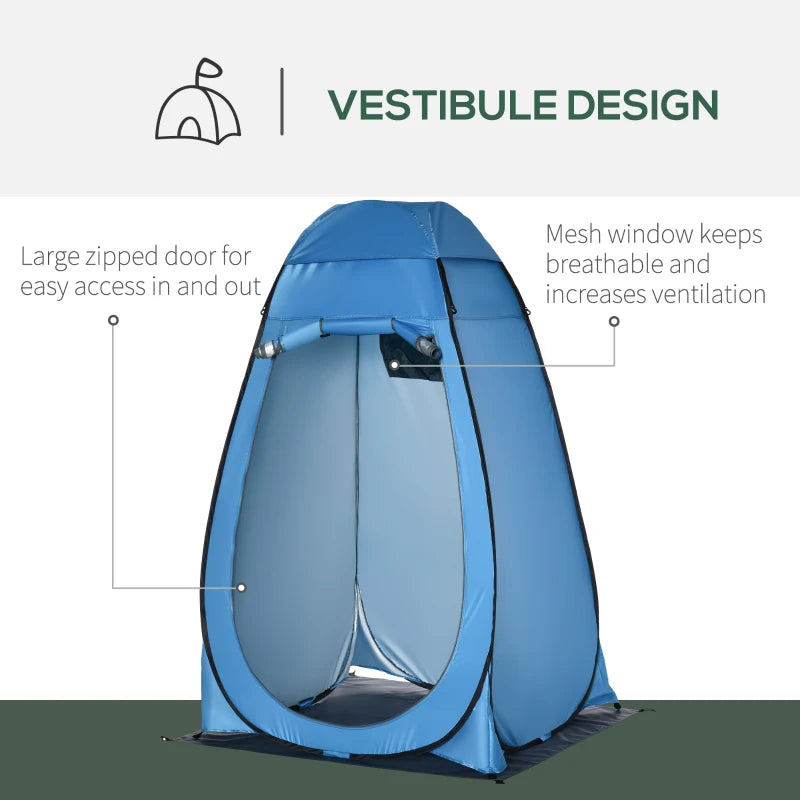 Blue Pop Up Outdoor Shower Privacy Tent with Removable Floor