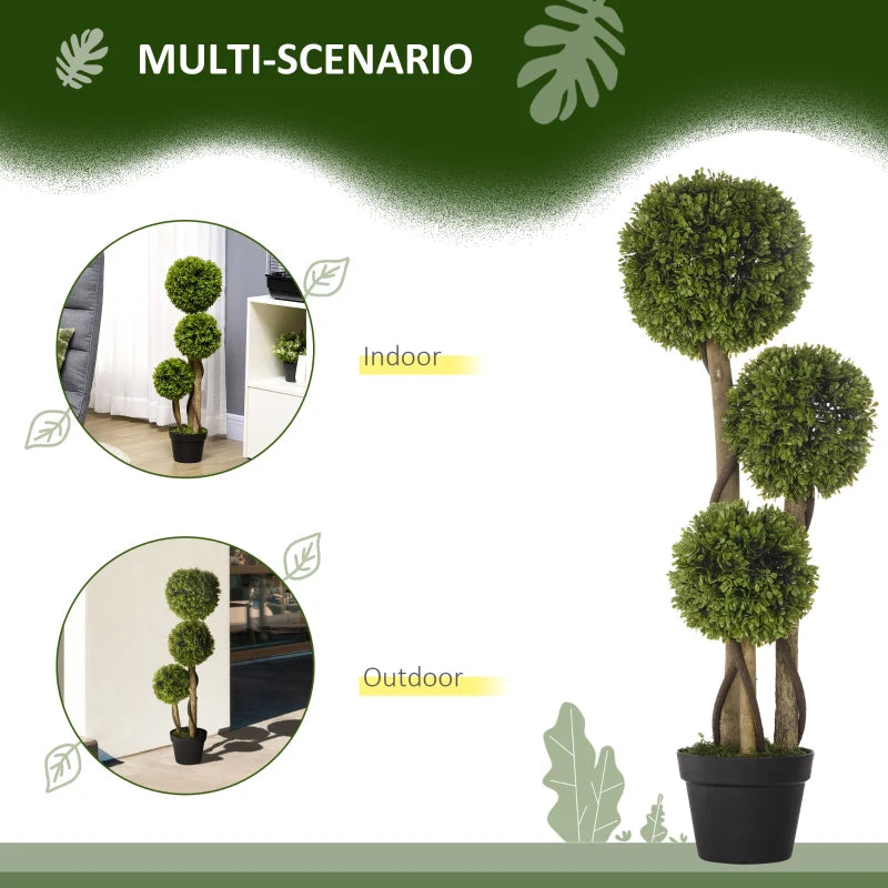 Green Boxwood Ball Topiary Tree in Pot - Indoor Outdoor Decor, 90 cm