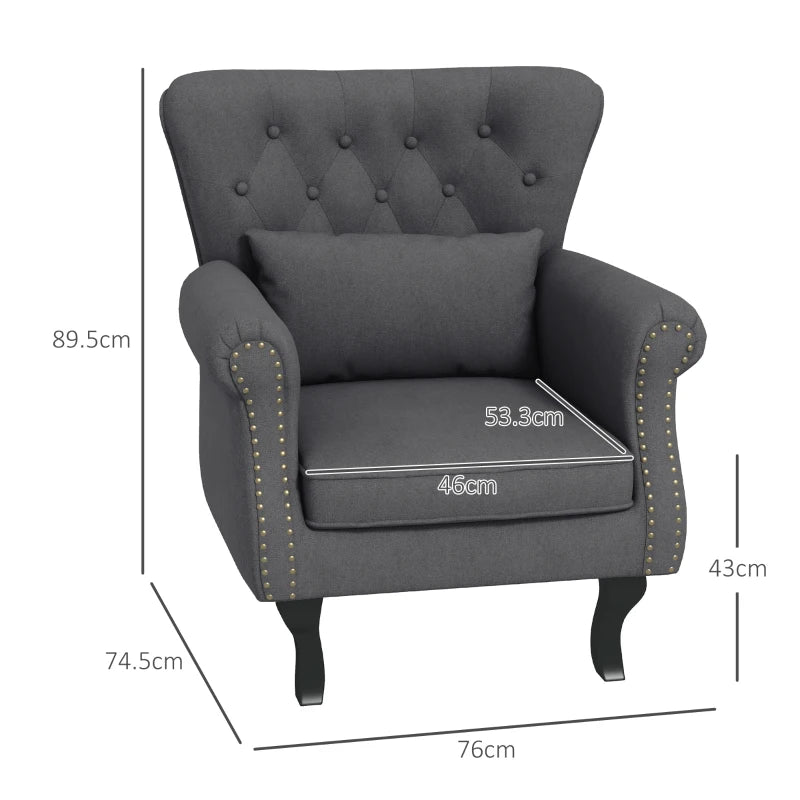 Grey Velvet Chesterfield Accent Chair