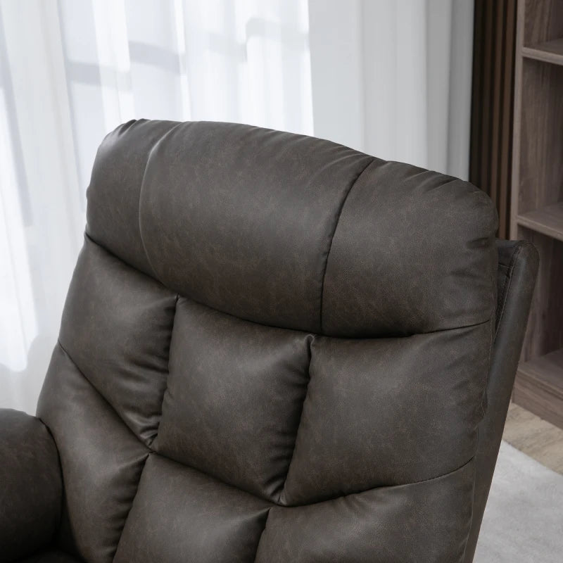 Brown Manual Reclining Armchair with Footrest and Cup Holders