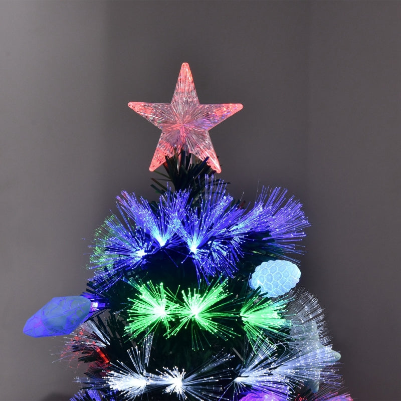 6FT Green Pre-Lit Christmas Tree with Fibre Optic Baubles and LED Lights