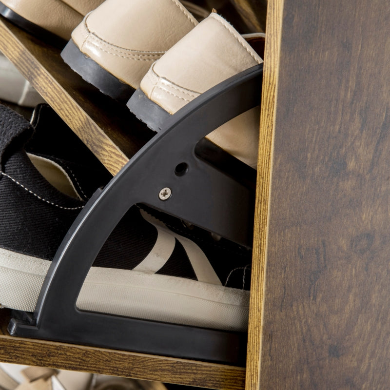 Rustic Brown Shoe Cabinet with Flip Doors and Drawers