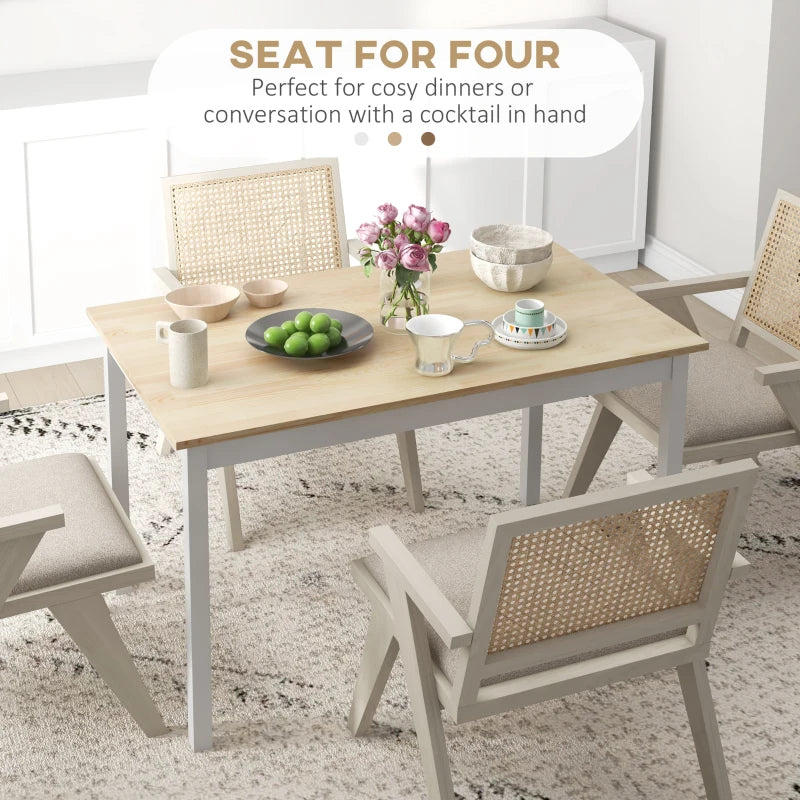 Rustic White Four-Seater Wooden Dining Table