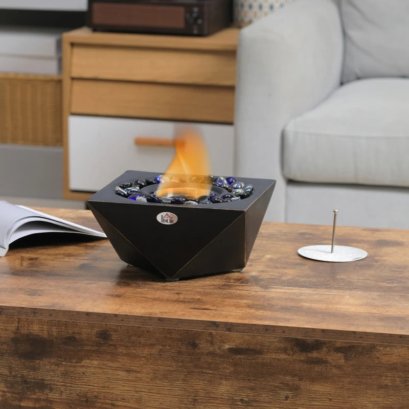 Black Concrete Tabletop Bioethanol Fireplace - 0.4L Tank