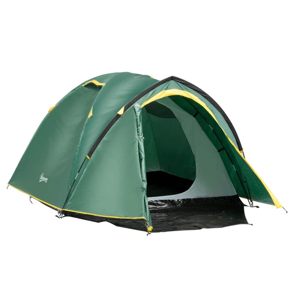 2-Person Waterproof Dome Camping Tent with Large Windows in Green and Yellow