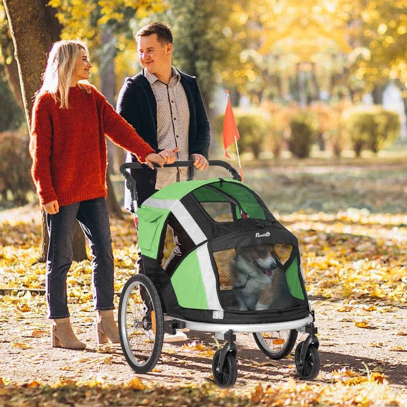 Green Dog Bike Trailer & Stroller for Large Dogs