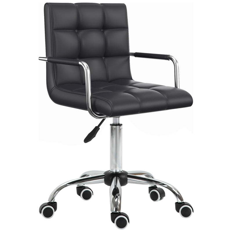 Black PU Leather Swivel Office Chair with Adjustable Height and Armrest