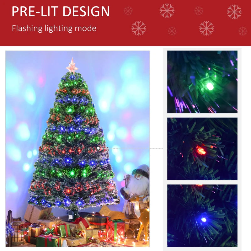 5ft Pre-Lit Multicolored Fiber Optic Christmas Tree - Green