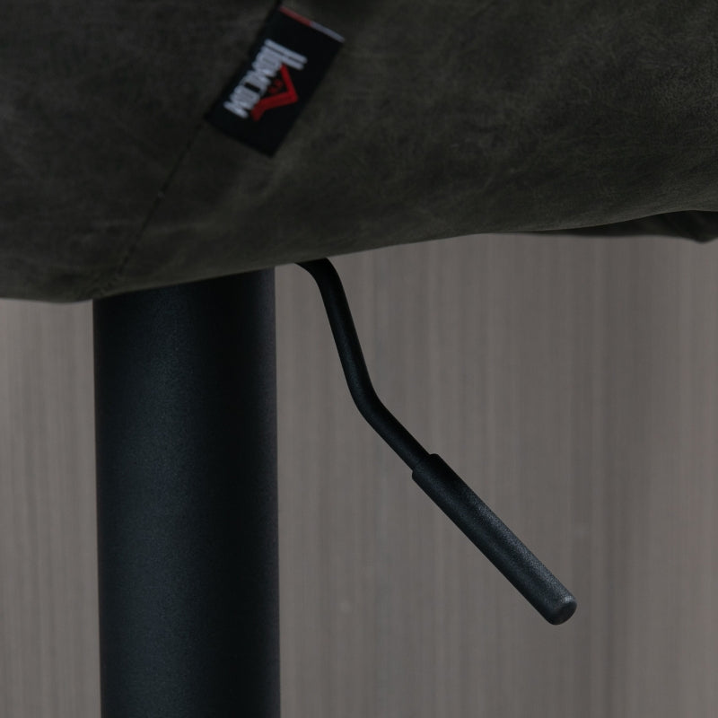 Dark Grey Adjustable Retro Bar Stools Set of 2 with Swivel Seat