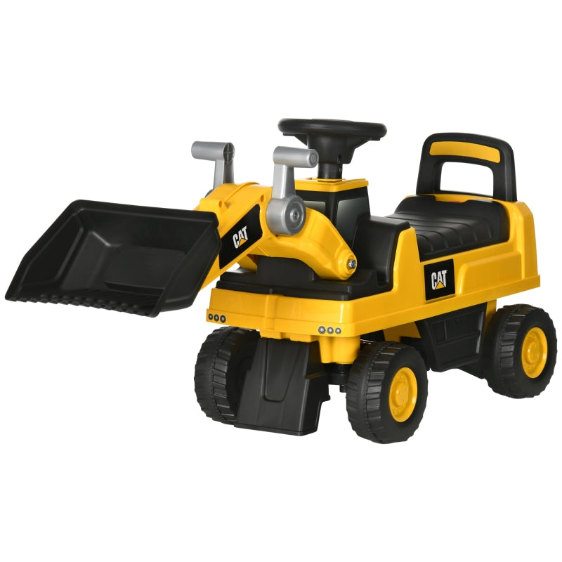 Yellow Kids Construction Ride-On Excavator Toy with Shovel & Horn for Ages 1-3