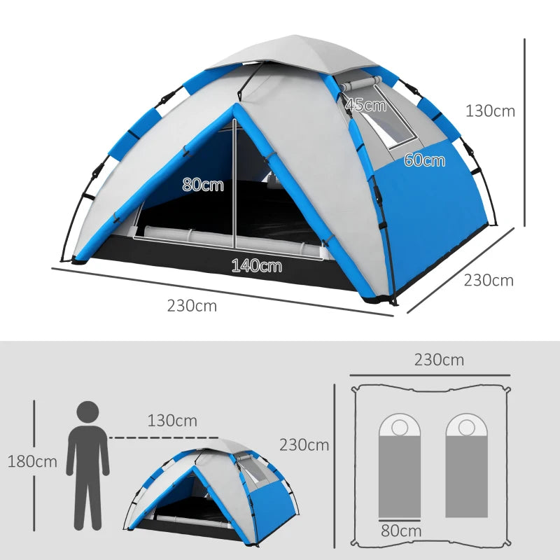 Blue Two-Person Camping Tent with Accessories