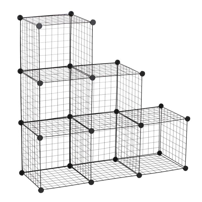 Black 6-Cube Metal Wire Storage Cabinet Organizer