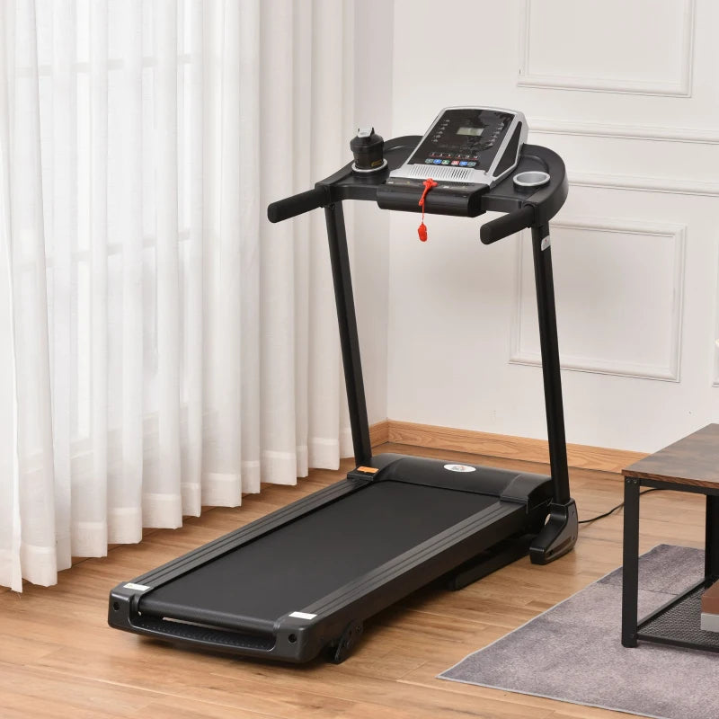 Foldable Black Treadmill, 2.0HP Incline Running Machine, LED Display, 12 Programs